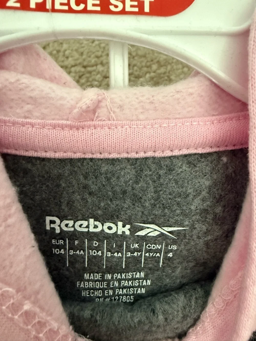 Reebok Pink and Charcoal Girls Hoodie & Joggers Set